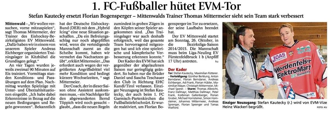 Tagblatt 23.10.2014 - 1. Mannschaft